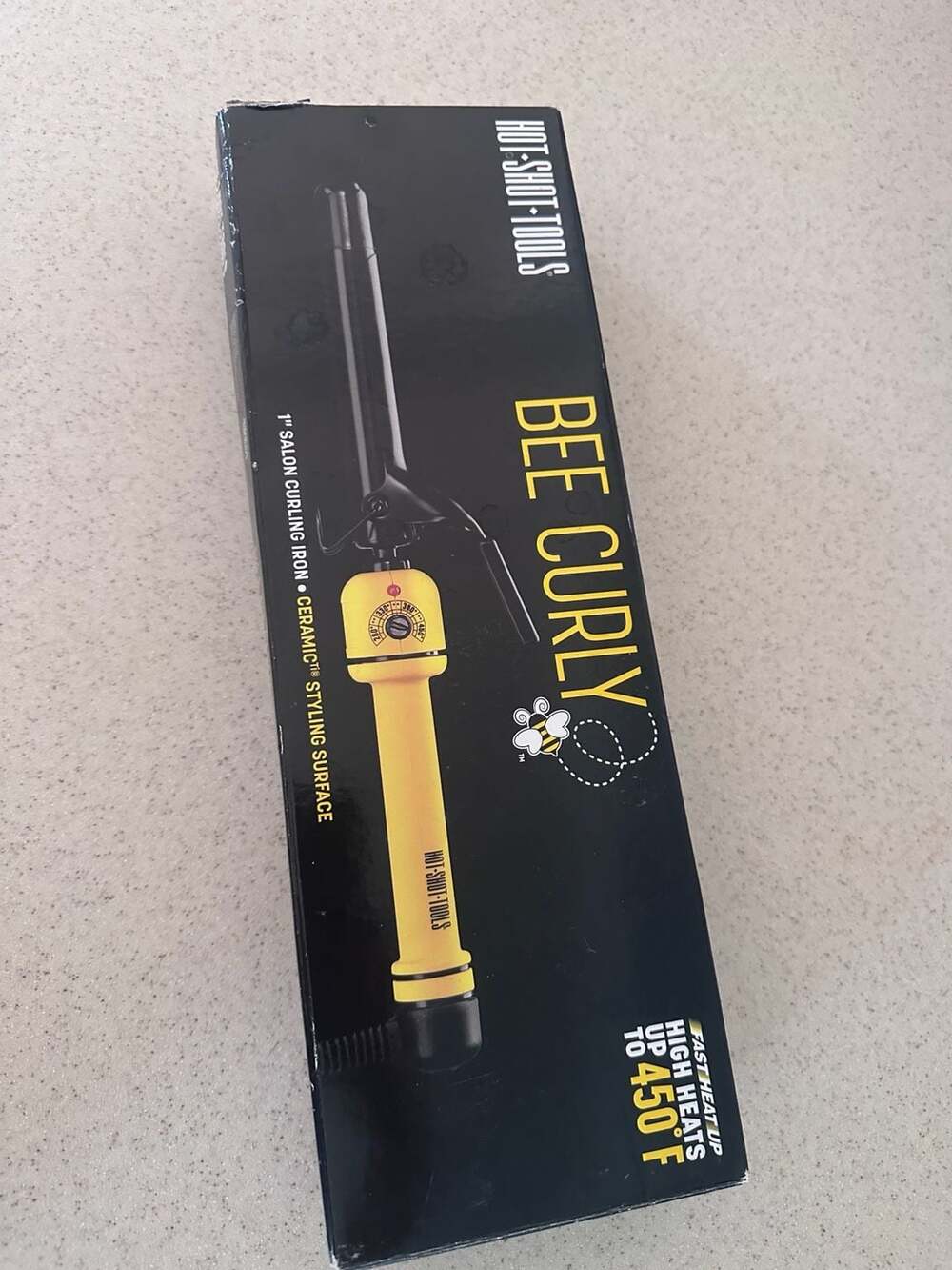 Hot Shot Tools Bee Curly 1-Inch CeramicTi Styling Surface Salon Curling Iron